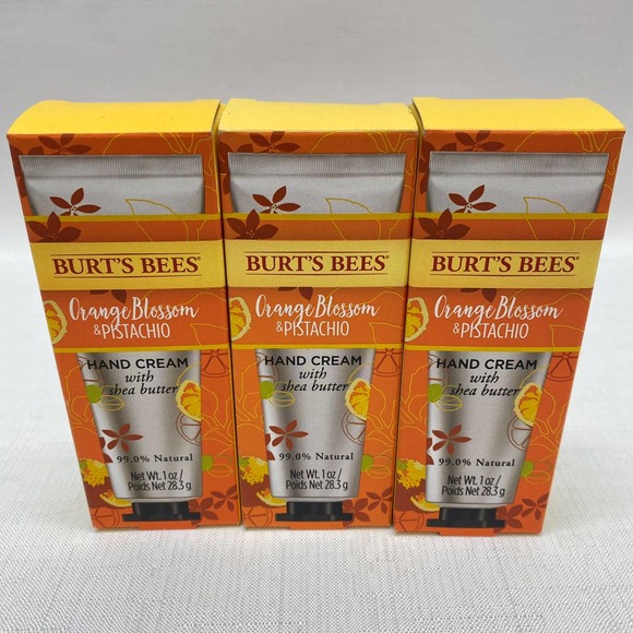 Burt's Bees Orange Blossom & Pistachio Hand Cream- Lot of 3 NEW